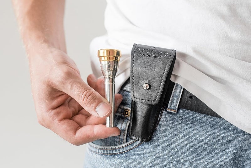 Artone Trumpet MOUTHPIECE POUCH. Single holder for trumpet mouthpieces, crafted from Faux leather case. Protective mouthpiece bag Secure storage. Gift for trumpeter. Trumpet accessories (Black, Pouch Single) - Image 3
